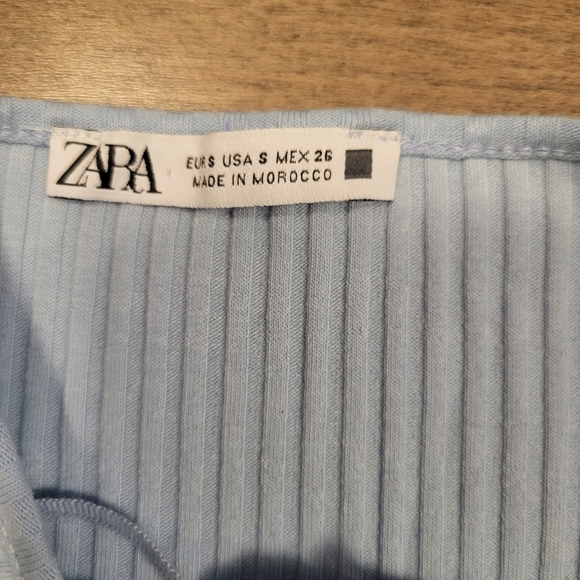 Zara blue cotton halter dress, size S - Picture 3 of 12